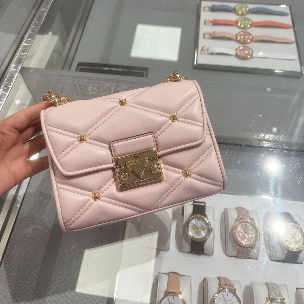 NWT Michael Kors Serena Small Flap Vegan Crossbody Bag In Powder Blush